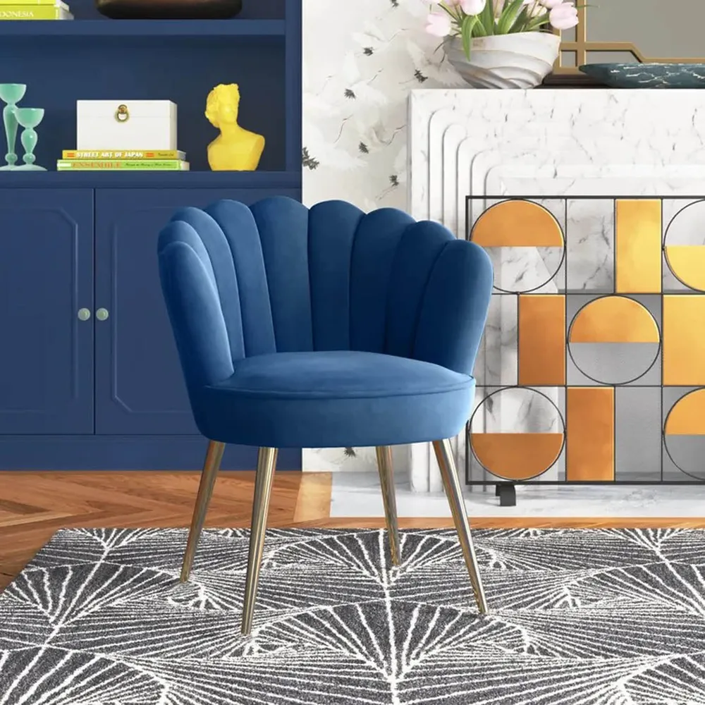 Blue Crafted Shell Designer Lounge Chair