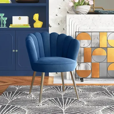 Blue Crafted Shell Designer Lounge Chair