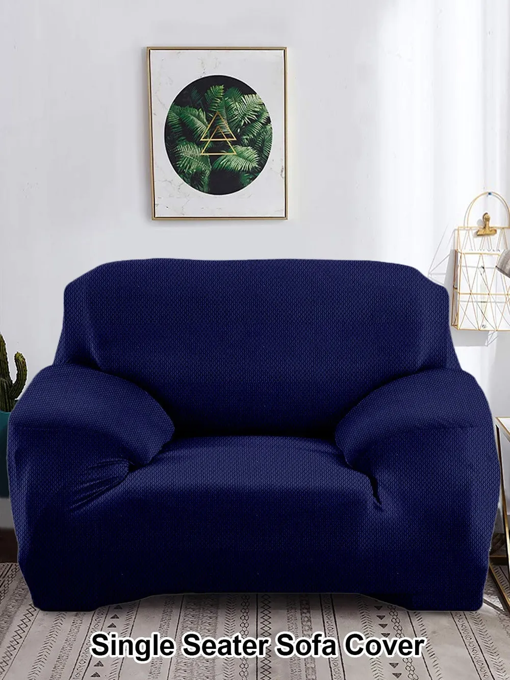 Blue Jacquard Sofa Cover Pack of 1