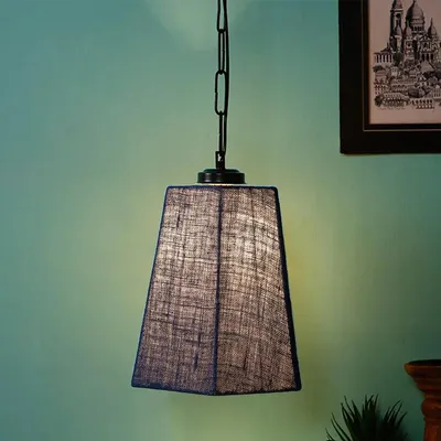 Blue Jute Pyramid Hanging Lamp