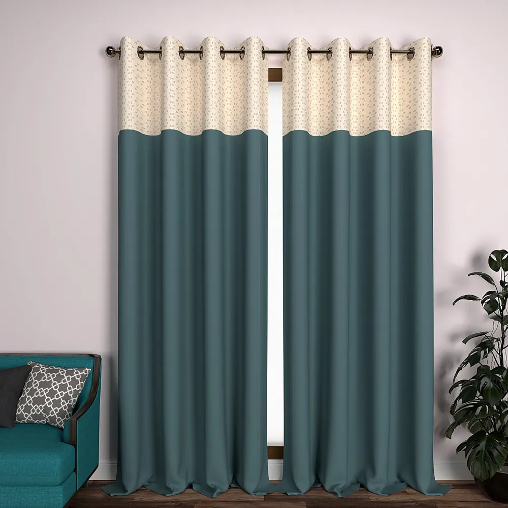 Blue Minimalist Floral Semi-Designer Window Curtain