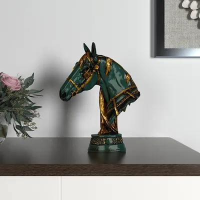 Blue Ornated Horse Bust Figurine