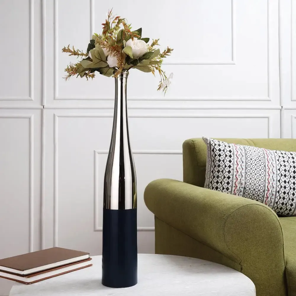 Blue & Silver Large Champagne Bottle Vase