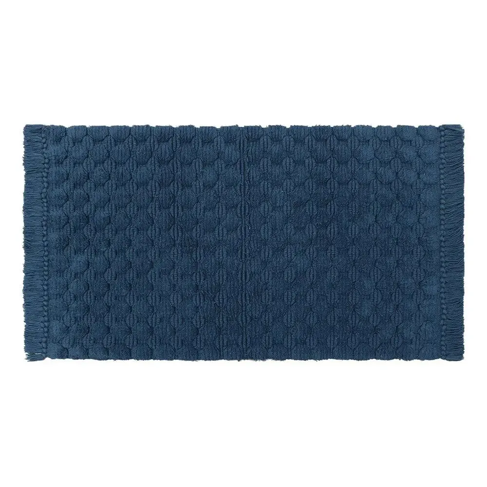 Blue Textured Soft Cotton Bathmat (21 x 34) Inches
