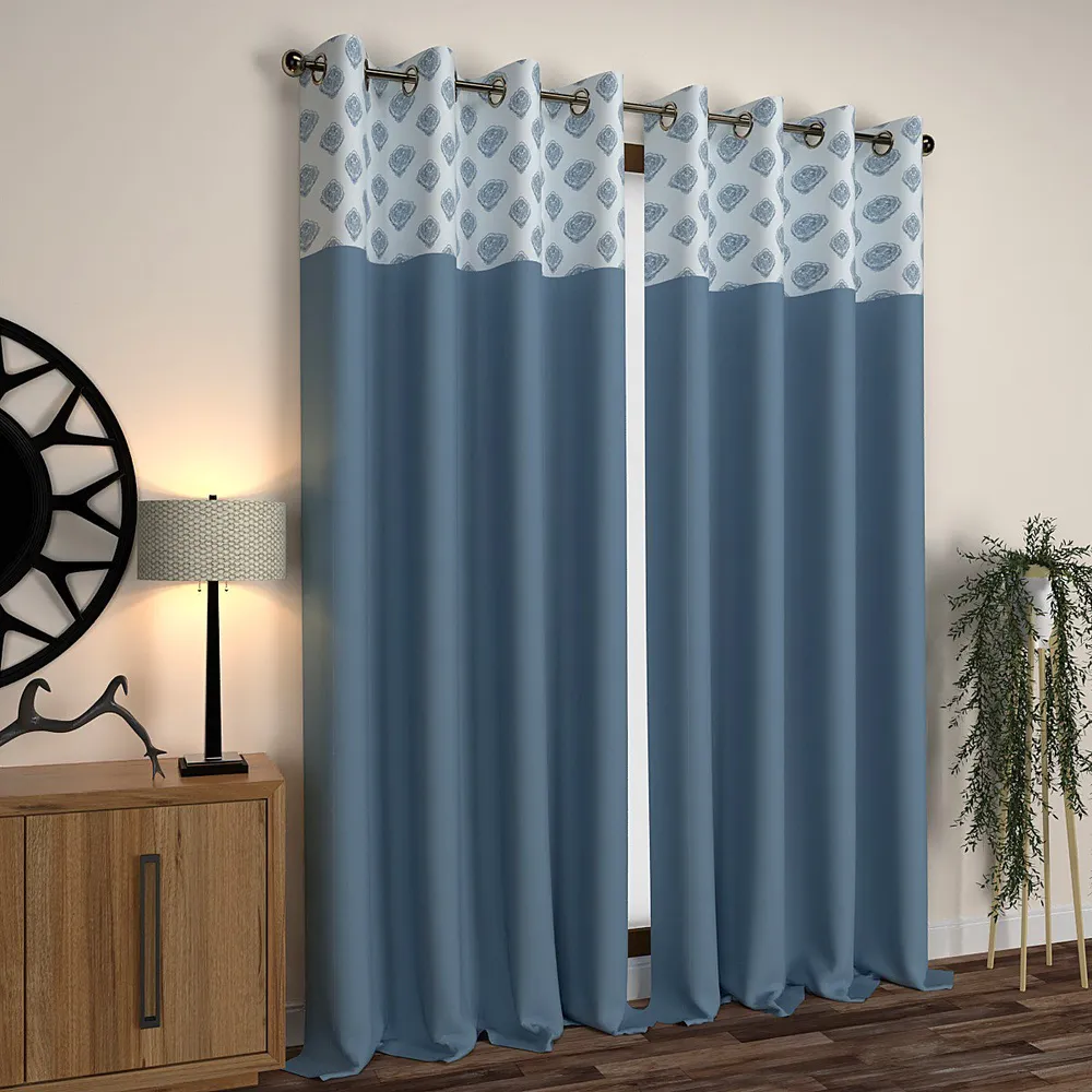 Blue Turkish Indian Semi-Designer Door Curtain