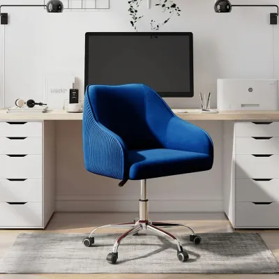 Blue Velvet Ergonomic Swivel Chair