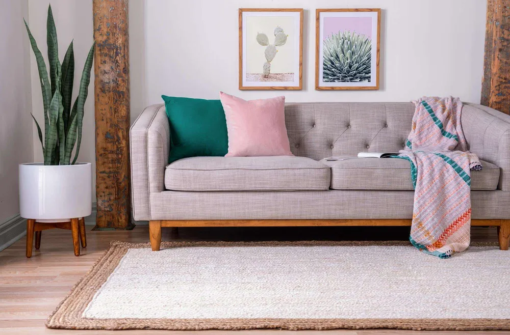 Bordered Hand Woven Traditional Jute Rug