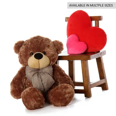 Bow Tie Soft & Premium Coffee Brown Big Teddy Bear- Available in Multiple Sizes