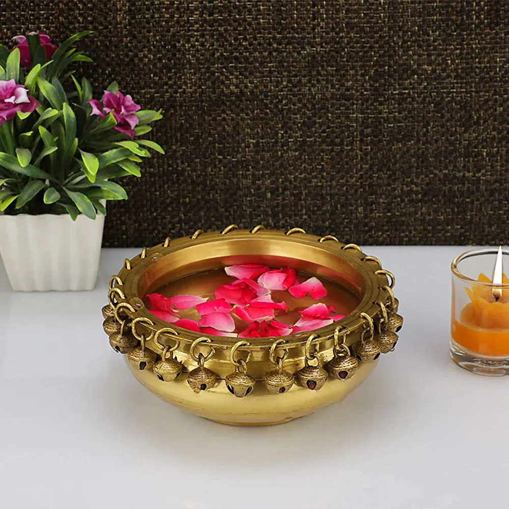Brass Urli Bowl With Ghungroo Work