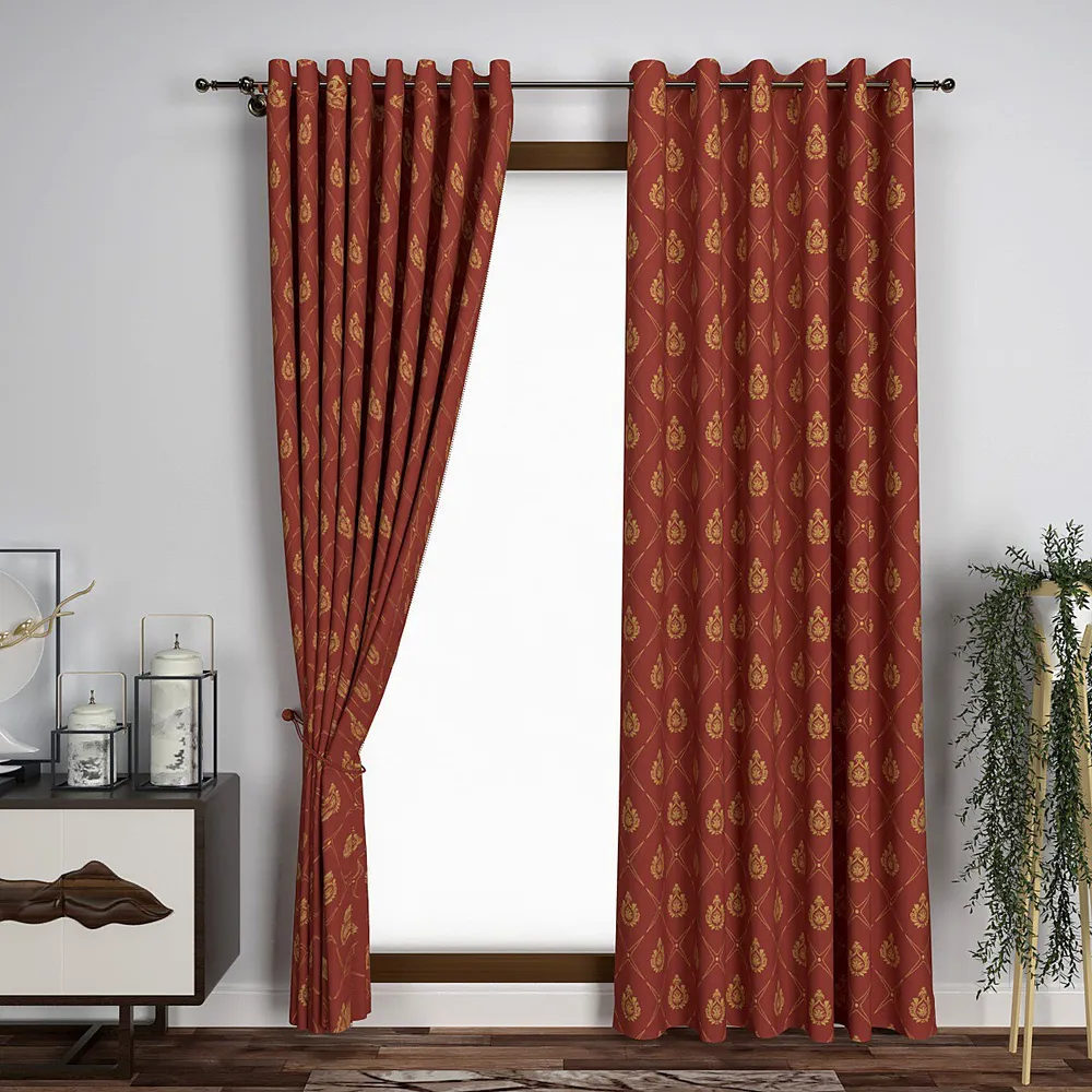 Brick Red Designer Window Curtain