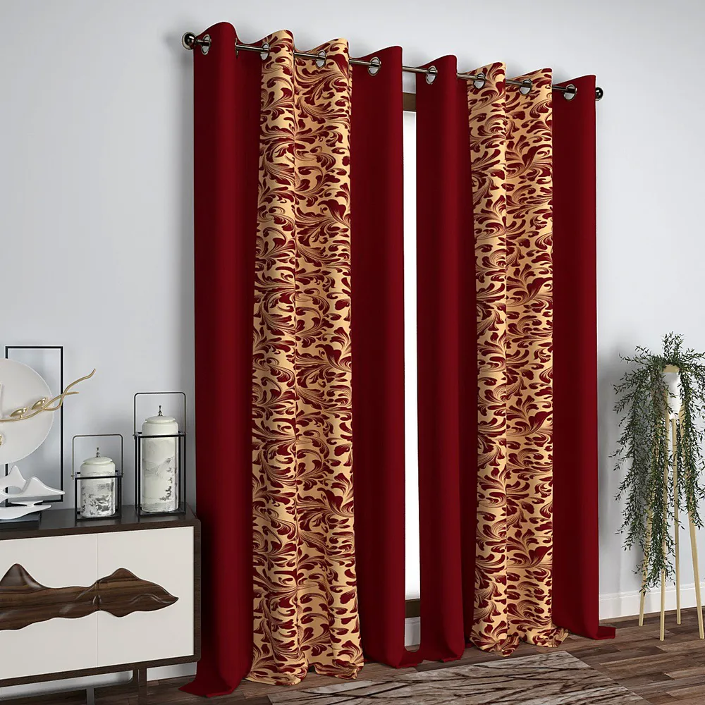 Bright Red Designer Layered Door Curtain