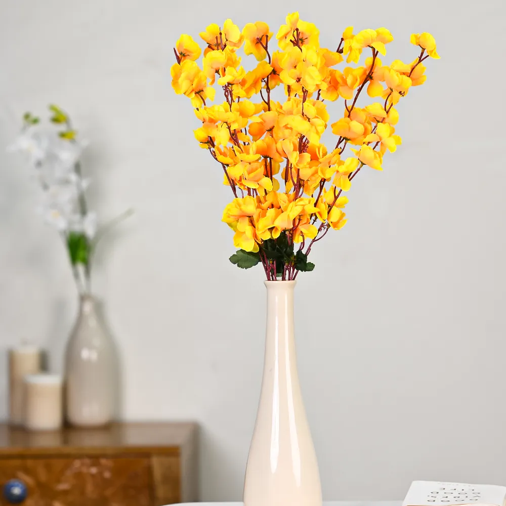 Bright Yellow Blossom Artificial Flower Strands Set Of 2