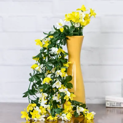 Bright Yellow Lily Artificial Hanging Orchid