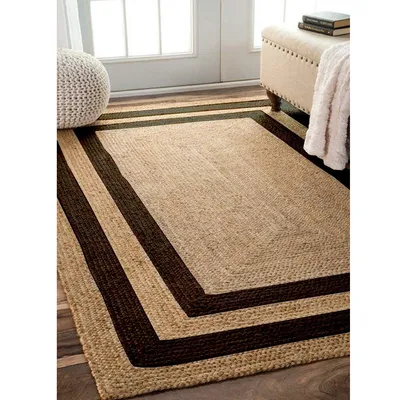 Broad Bordered Black Resilient Jute Rug