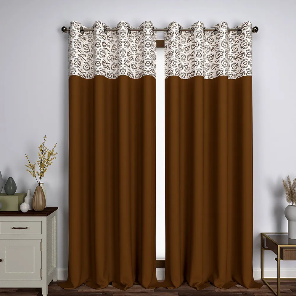 Brown Abstract Semi-Designer Door Curtain