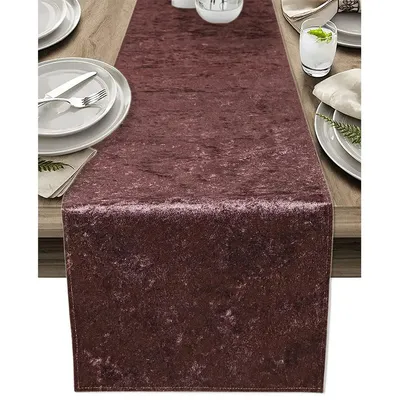 Brown Designed Velvet Table Runner