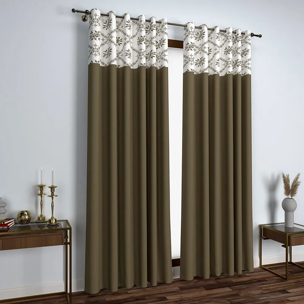 Brown Digital Print Semi-Designer Door Curtain