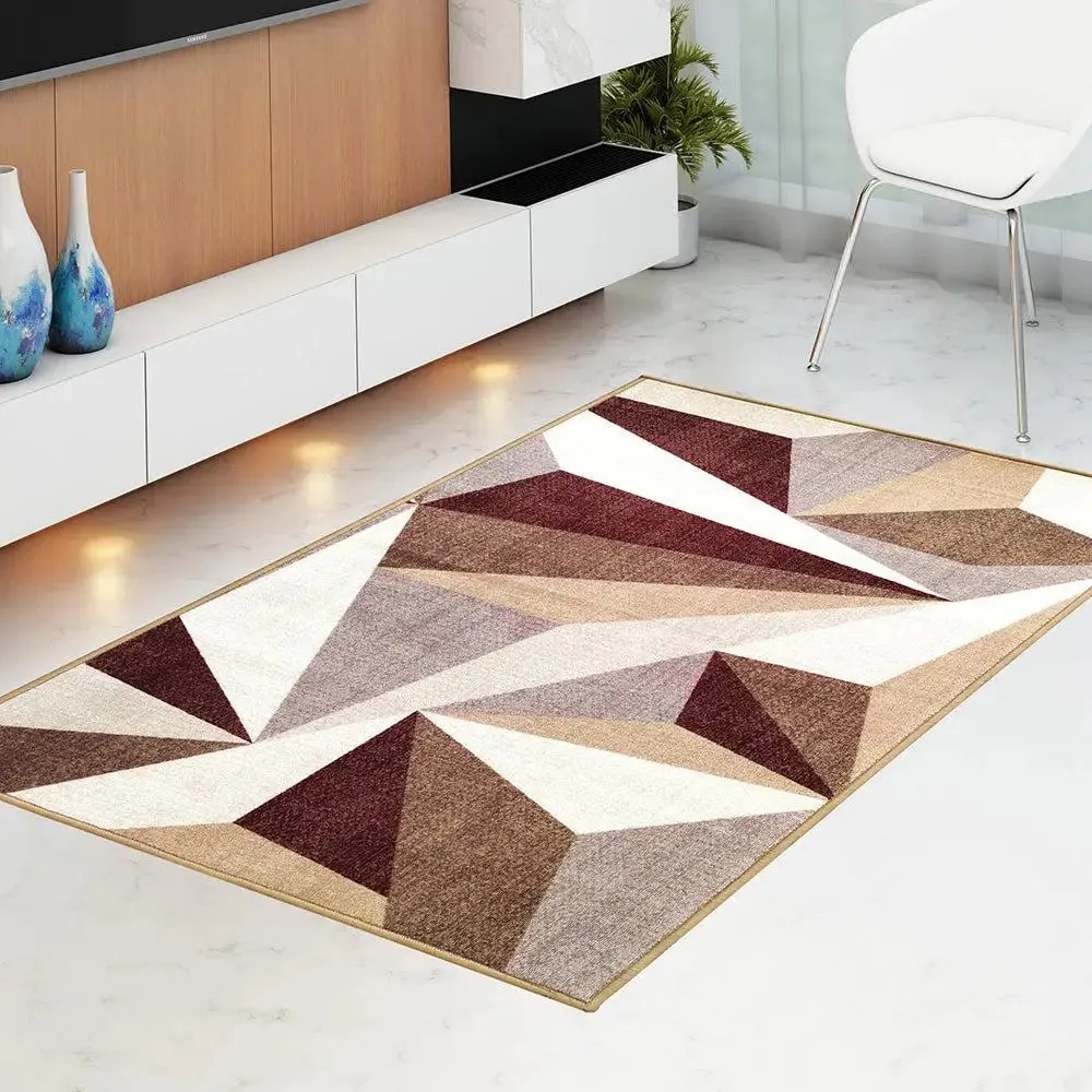 Brown Geometric Printed Premium Area Carpet ( 3 ft x5 ft & 4 ft x 6 ft )