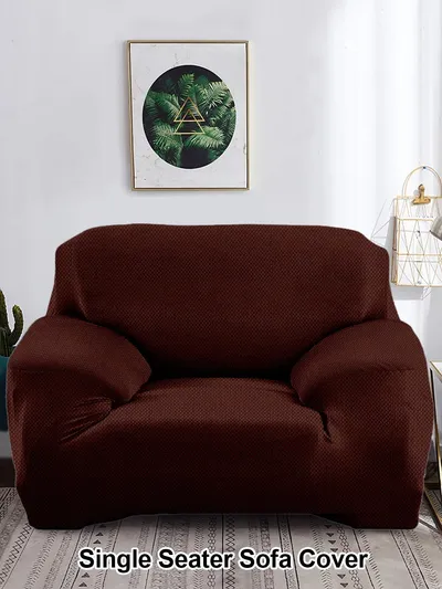 Brown Jacquard Sofa Cover Pack of 1