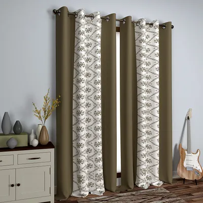 Brown Layered Digital Print Designer Door Curtain