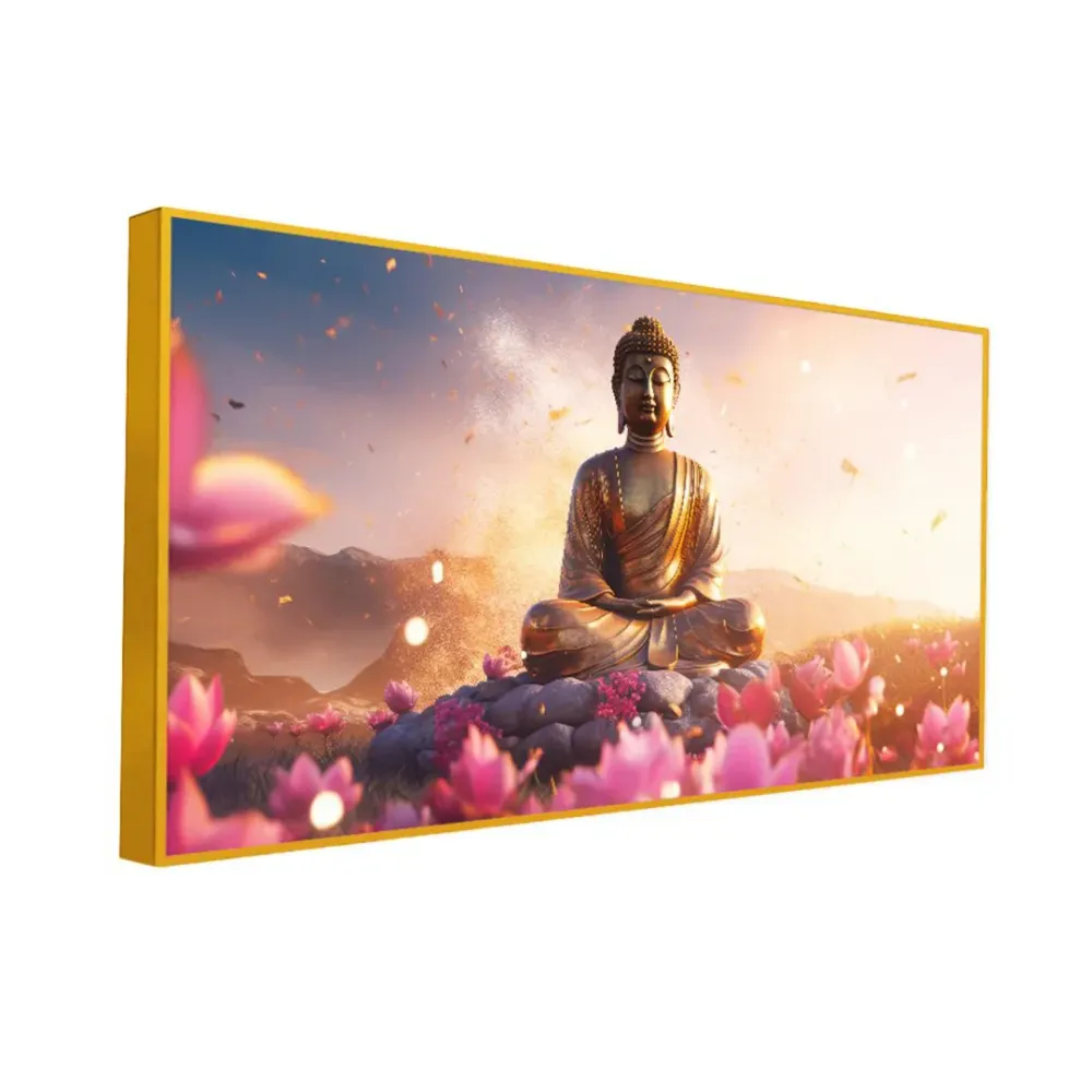 Buddha Amidst the Floral Splendor Canvas Painting