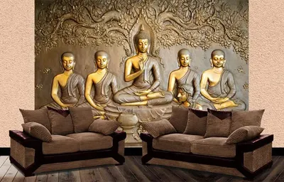 Buddha &amp; Disciples Scenery Wallpaper / High Quality Woven WallPaper /size 12 ft x 10 ft,