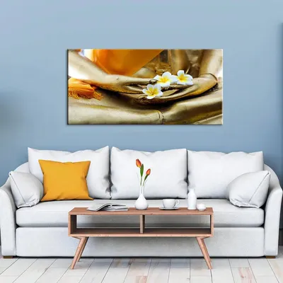 Buddha Statue with Flower Canvas Wall Painting