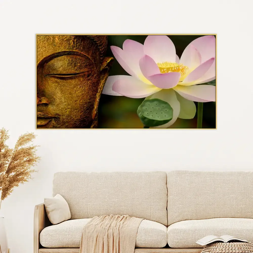 Buddha with Lotus Spiritual Canvas  Wall Painting Big Panoramic