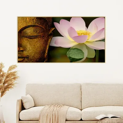 Buddha with Lotus Spiritual Canvas  Wall Painting Big Panoramic
