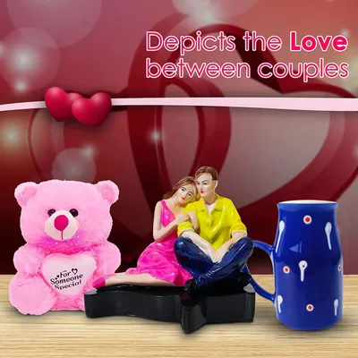 Budget-Friendly Valentine's Day Gift Set of 3 ( Teddy Bear, Showpiece & Mug)