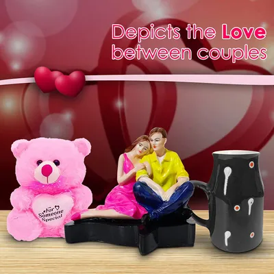 Budget-Friendly Valentine's Day Gift Set of 3 ( Teddy Bear, Showpiece & Mug)