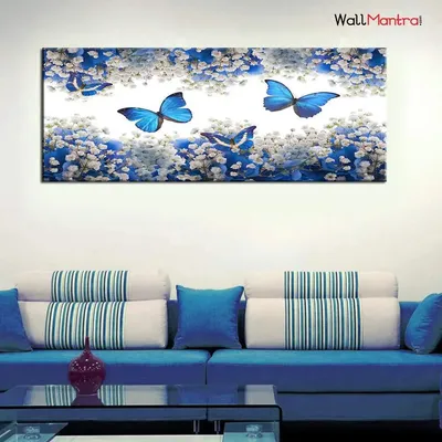 Butterflies in Garden Scenery Canvas  Wall Hanging