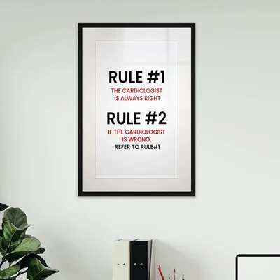 Cardiologist Rules' Framed Wall Art Decor for Doctor's Clinic