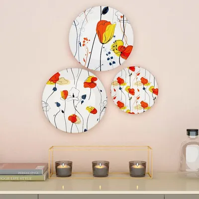 Ceramic Wall Plates with Beautiful Floral Art Wall Hanging Plate