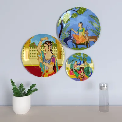 Ceramic Wall Plates with Beautiful Madhubani Art  Wall Hanging Plate