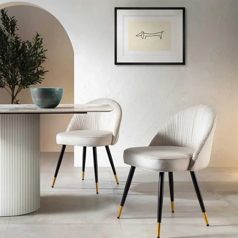 Champange Velvet Accent Chair with Upholstery