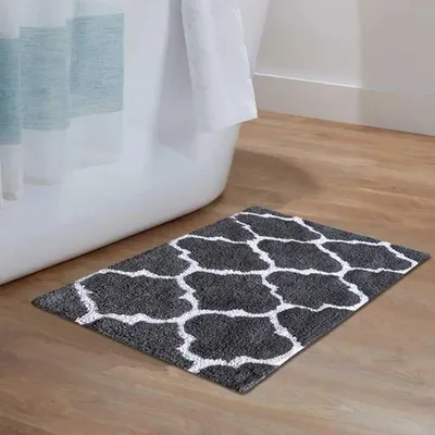 Charcoal Ethnic Pattern Premium Super Soft Cotton Bathmat (50 x 80) cm