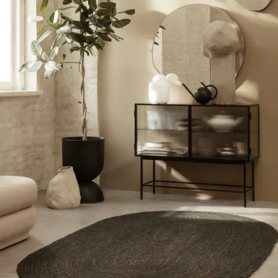 Charcoal Tint Oval Jute Rug