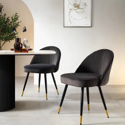Charcoal Velvet Accent Chair with Upholstery