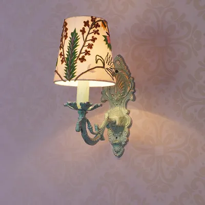 Charming Distressed Sea Green Embroidered Finish Single Light Wall Sconce