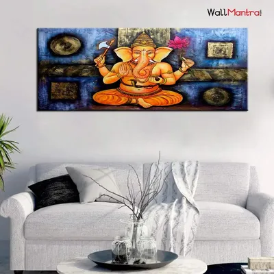 Chaturbhuj Lord Ganesha Canvas Wall Painting &amp; Wall Art Big Size