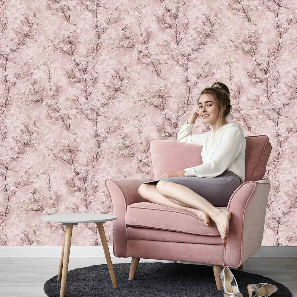 Cherry Blooms Textured Premium Wallpaper