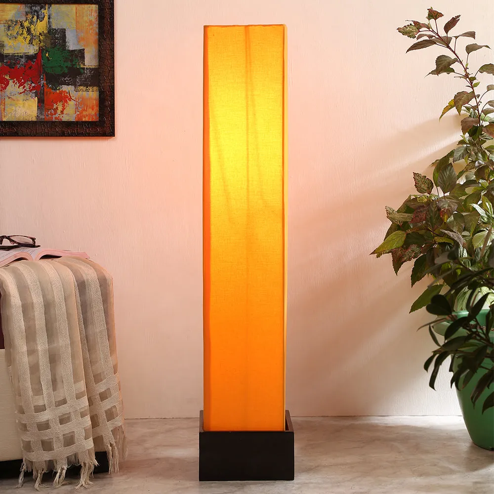 Chic Square Cotton & Wooden Floor Lamp