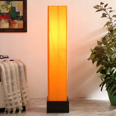 Chic Square Cotton & Wooden Floor Lamp