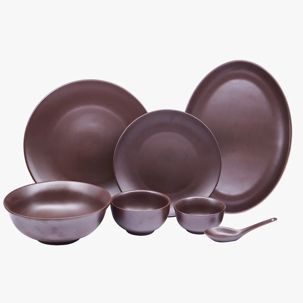Chocolate Brown Porcelain Dinner Set Of 33