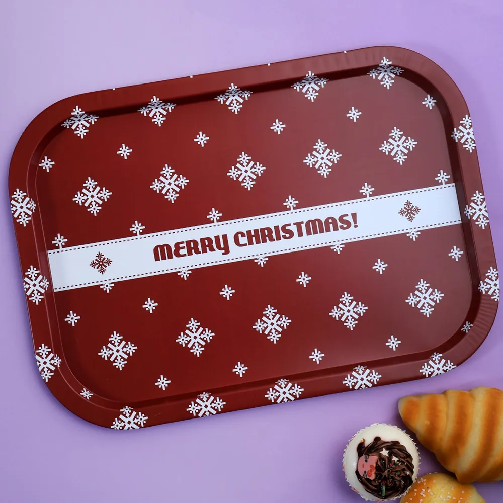 Christmas Vibes Vibrant Red Serving Tray