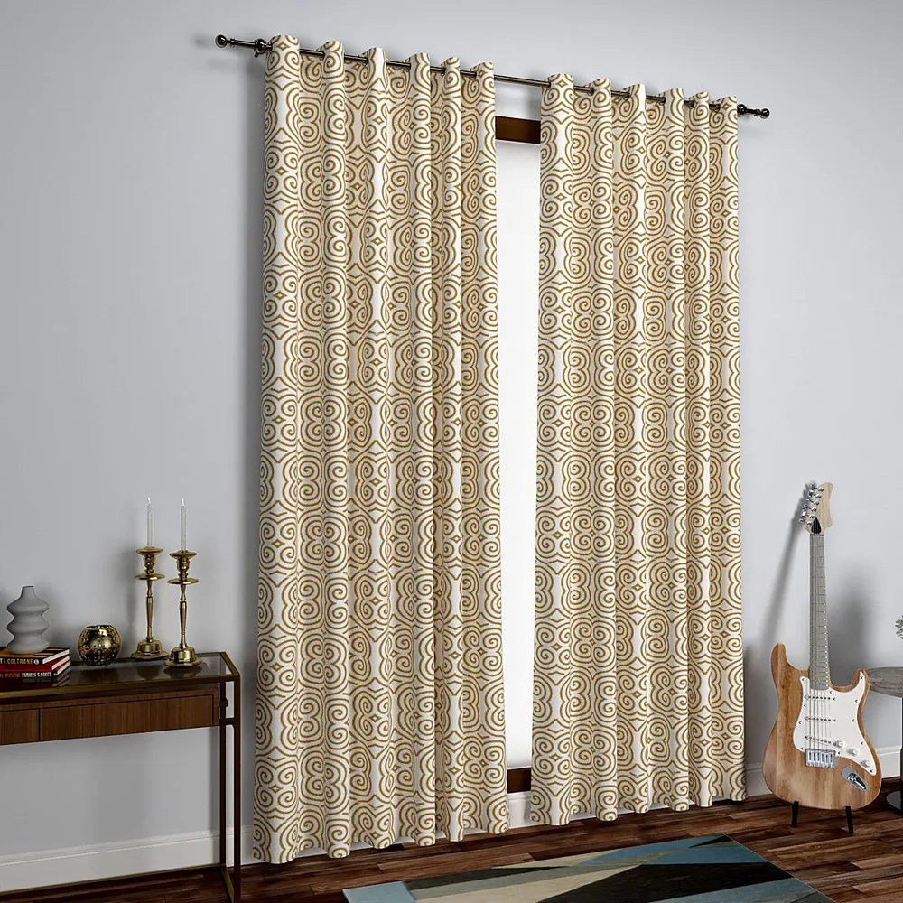 Chrome Yellow Playful Spiral Designer Door Curtain