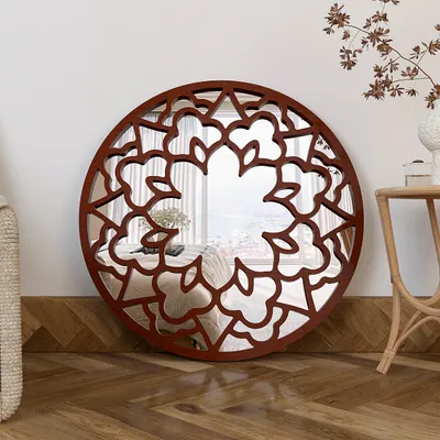 Circular Mandala Design Wooden Decorative Wall Mirror/ Wall Art (Available in Multiple Finishes)