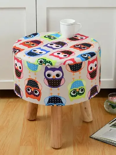 Clasiko Funky Owl Printed Velvet Pouffe Stool
