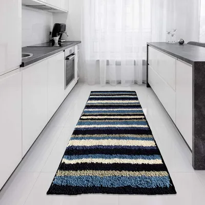 Classic Blue Shade Handtufted Cotton Runner